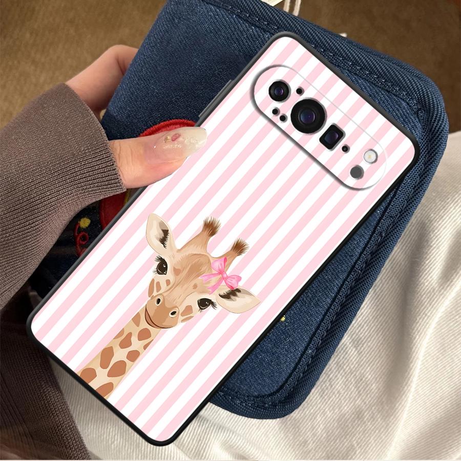 Google Pixel 8A - Casing Penutup Ponsel Funda Jerapah Kartun